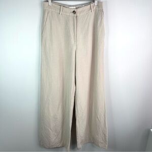 Woman’s H&M Cream Chinos Classic Straight-Leg Viscose Linen Blend Size 4
